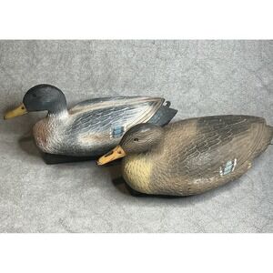 (2) Flambeau Mallard Duck Decoys Vintage Hen And Drake Plastic